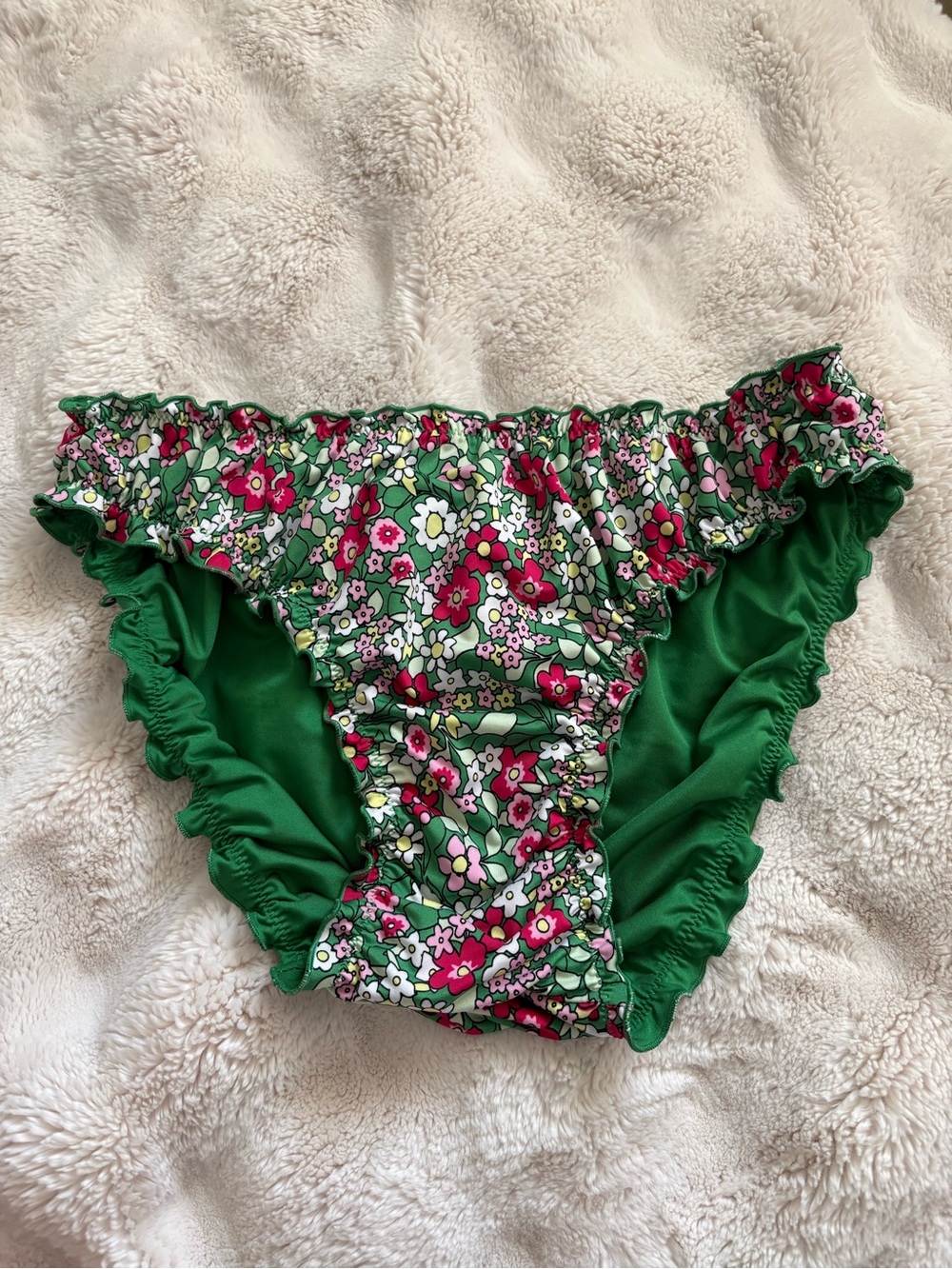 🩷 Floral Green Ruffle Bikini Bottoms